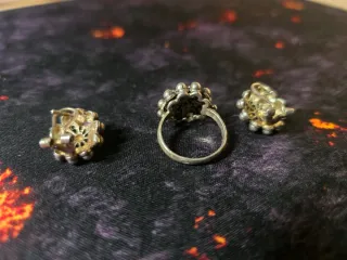 Conjunto Anillo y Pendientes Plata vieja