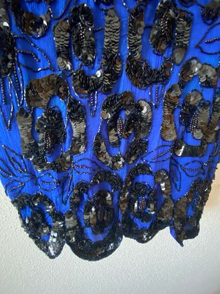 Blusa fiesta lentejuelas azul y negro