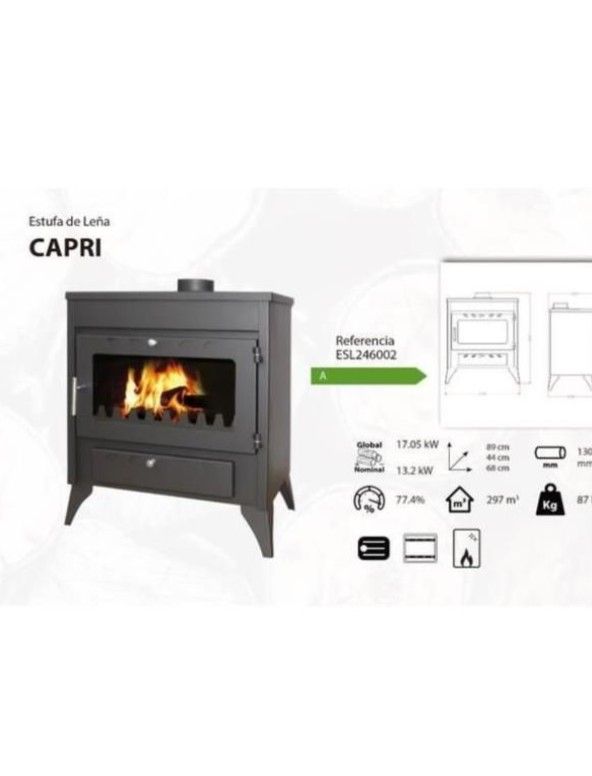 Estufa de leña Nueva  Capri 13.2kW ESL246002GRA