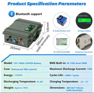 Batería LiFePO4 12V 140Ah Bluetooth