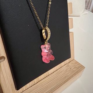 Colgante Oso Gominola Rosa y Dorado