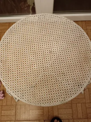 Mesa redonda hierro forjado blanca