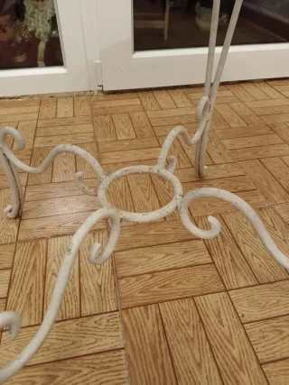 Mesa redonda hierro forjado blanca