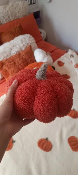 Cojín Calabaza Naranja y Gris