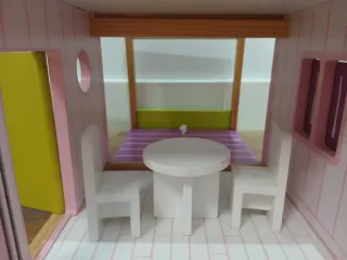 Casita de muñecas de madera rosa