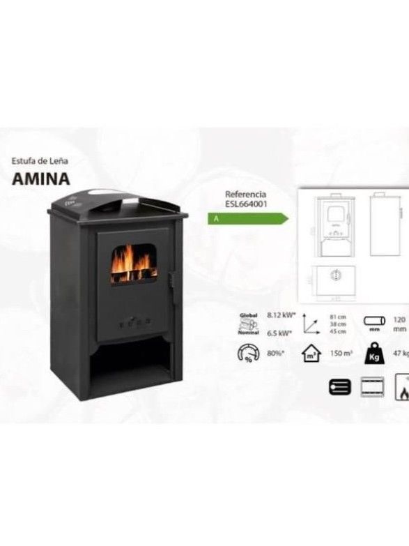 Estufa de leña Nueva Amina ESL664001GRA