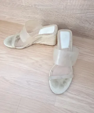 Sandalias cuña transparentes talla 36
