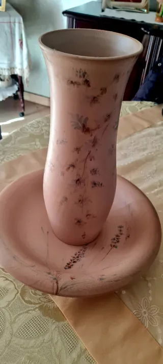 Vaso decorativo beige e rosa