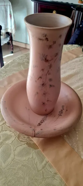 Vaso decorativo beige e rosa