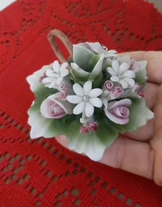 Portacandele Capodimonte fiori porcellana