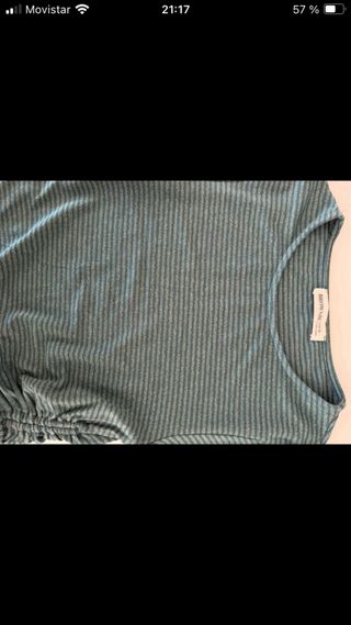 Camiseta Brownie rayas verde/plata