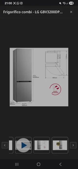 Nevera Frigorífico Combi LG Smart Inox