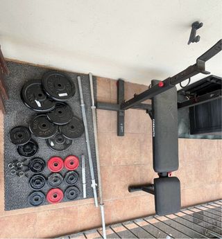Pack Gimnasio Banco, Barras y Discos