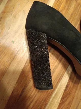 Zapatos tacón grueso negros talla 37