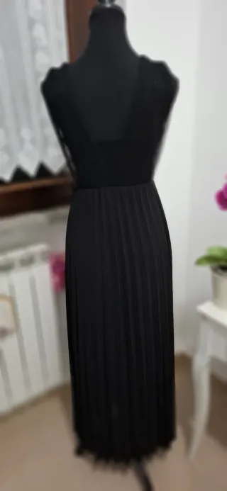 Abito lungo donna nero con paillettes