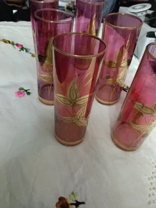 Vasos altos cristal serigrafiados dorados