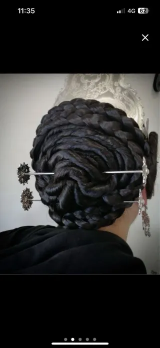 Pelo Fallera 2 Trenzas y 2 Mallas Marrón Oscuro