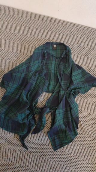 Top Shein Curve Cuadros Verde Talla XXL