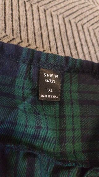 Top Shein Curve Cuadros Verde Talla XXL