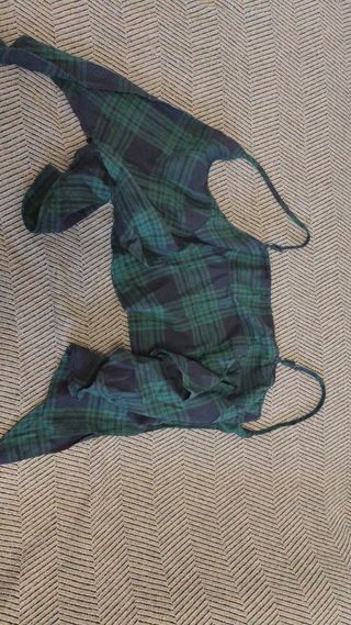 Top Shein Curve Cuadros Verde Talla XXL