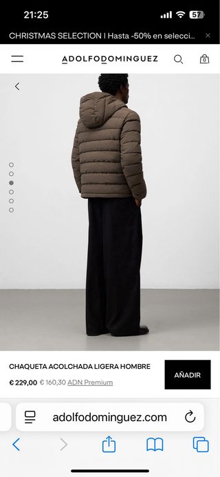 Chaqueta acolchada Adolfo Domínguez gris