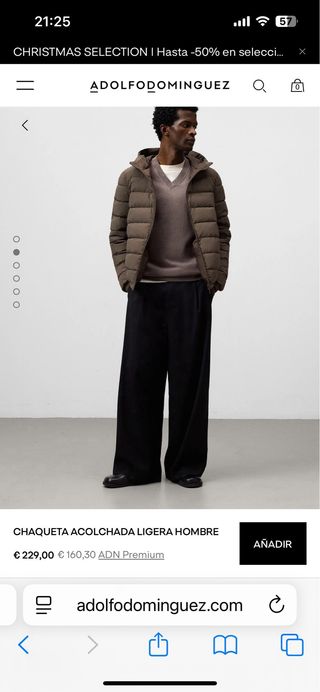 Chaqueta acolchada Adolfo Domínguez gris