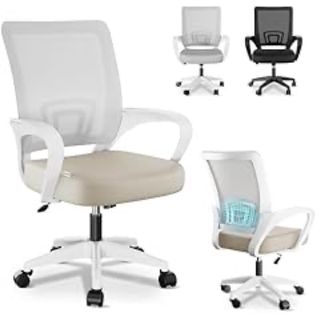 Silla de oficina beige y blanca, nuevo en caja sin