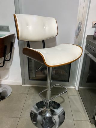 Juego 2 Taburetes Altos Cocina Madera y Metal