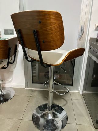 Juego 2 Taburetes Altos Cocina Madera y Metal