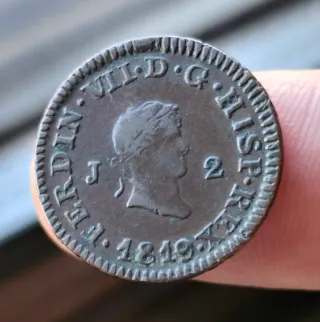 Moneda 2 Maravedís 1849 Fernando VII.