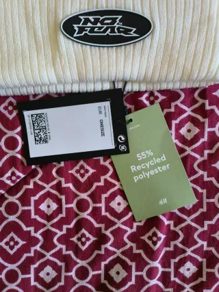 Berretto H&M giallo a costine bianco