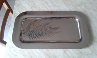 Vassoio Sambonet in acciaio e inserti rame argento