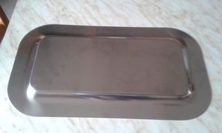 Vassoio Sambonet in acciaio e inserti rame argento