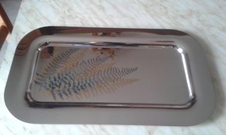 Vassoio Sambonet in acciaio e inserti rame argento