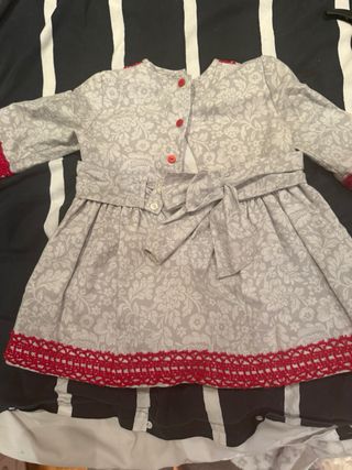 Vestido niña floral rojo y gris