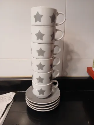 Juego de 5 tazas de café con estrellas