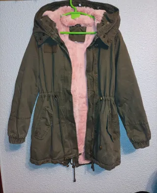 Chaqueta verde forro rosa talla XL