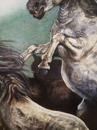 Cavalli selvaggi – dipinto con cornice oro