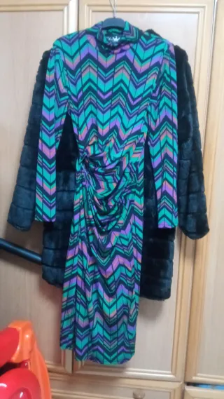 Vestido midi estampado zig-zag