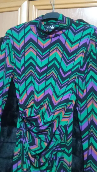 Vestido midi estampado zig-zag