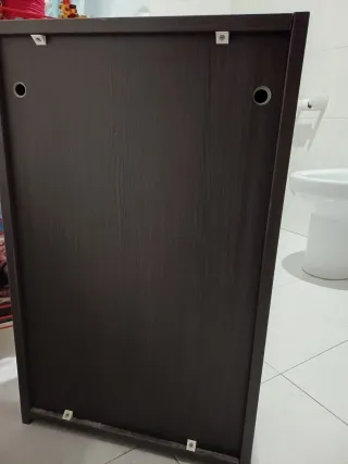 Mueble baño Ikea madera y cristal