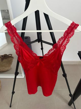 Vestido pijama sexy rojo encaje