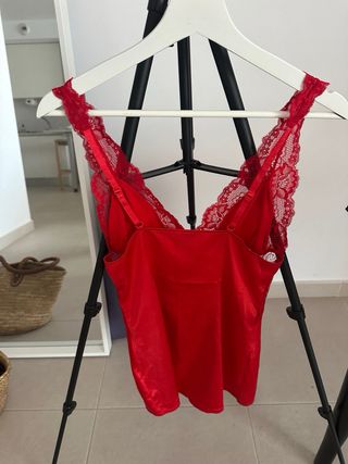 Vestido pijama sexy rojo encaje