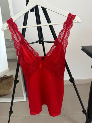 Vestido pijama sexy rojo encaje