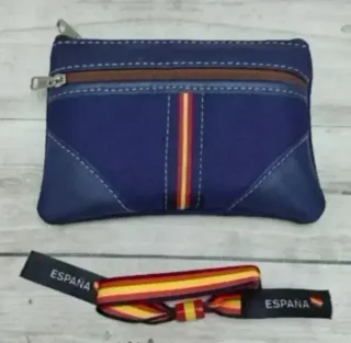 OFERTA! MONEDERO LONA/ PIEL AZUL + REGALO PULSERA