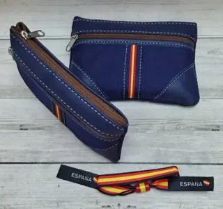 OFERTA! MONEDERO LONA/ PIEL AZUL + REGALO PULSERA