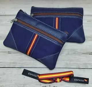 OFERTA! MONEDERO LONA/ PIEL AZUL + REGALO PULSERA