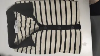 Camiseta Mango Rayas Beige y Negra Talla S