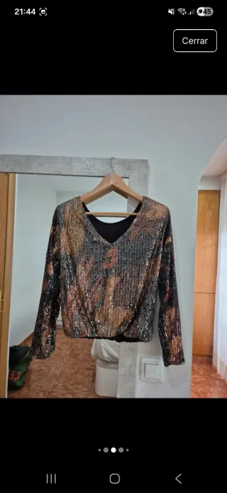 Jersey lentejuelas marrón y dorado