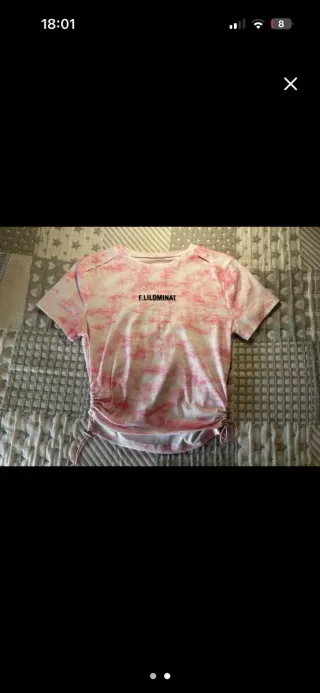 Camiseta rosa y blanca Talla S